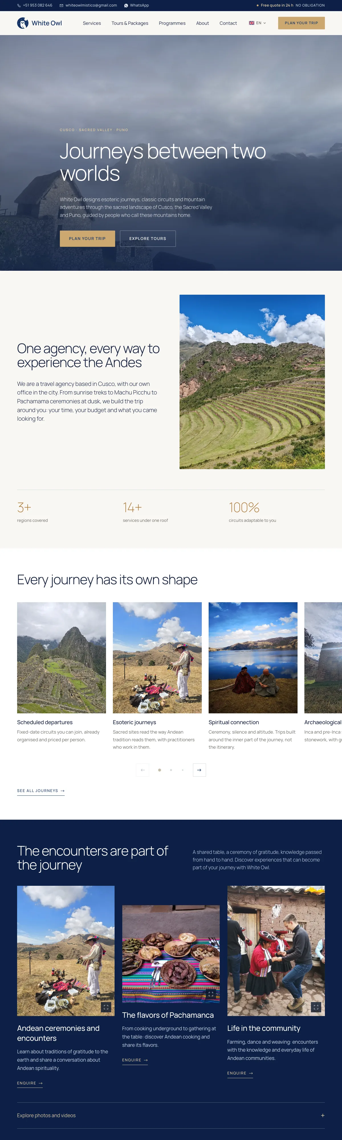 White Owl - Sitio web para agencia de turismo